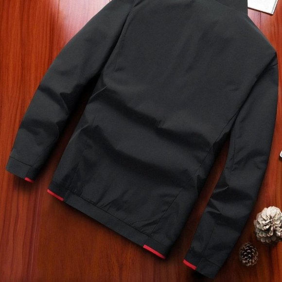 Black And Red Mens Zip Up Jacket - Picture 4 of 7